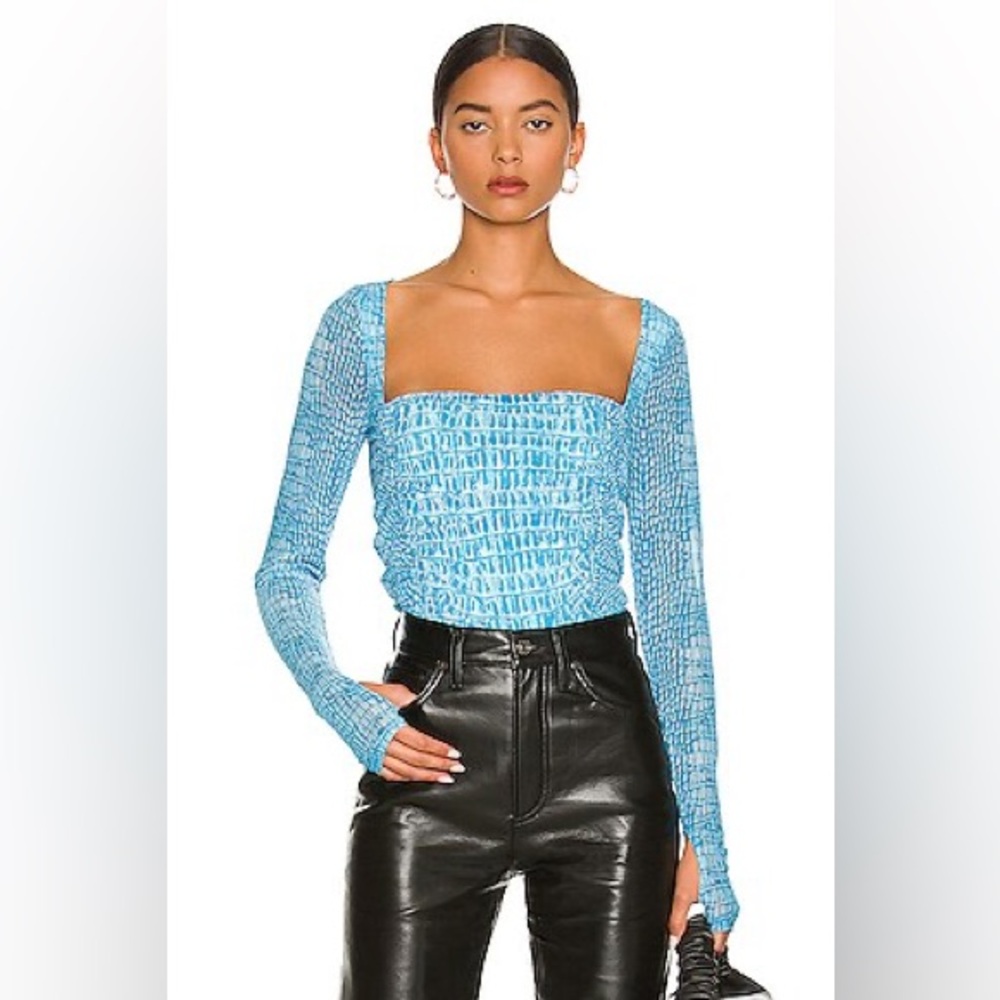 AFRM Strarus Top in Blue Crocodile Size Small